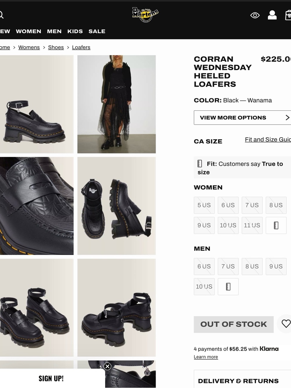 Dr. Martens Black Heeled Penny Loafers with Yellow Stitching